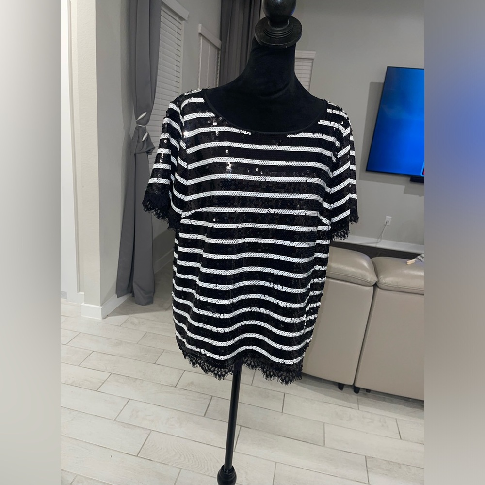 ST. JOHN Sequin Silk Blend Blouse US 12